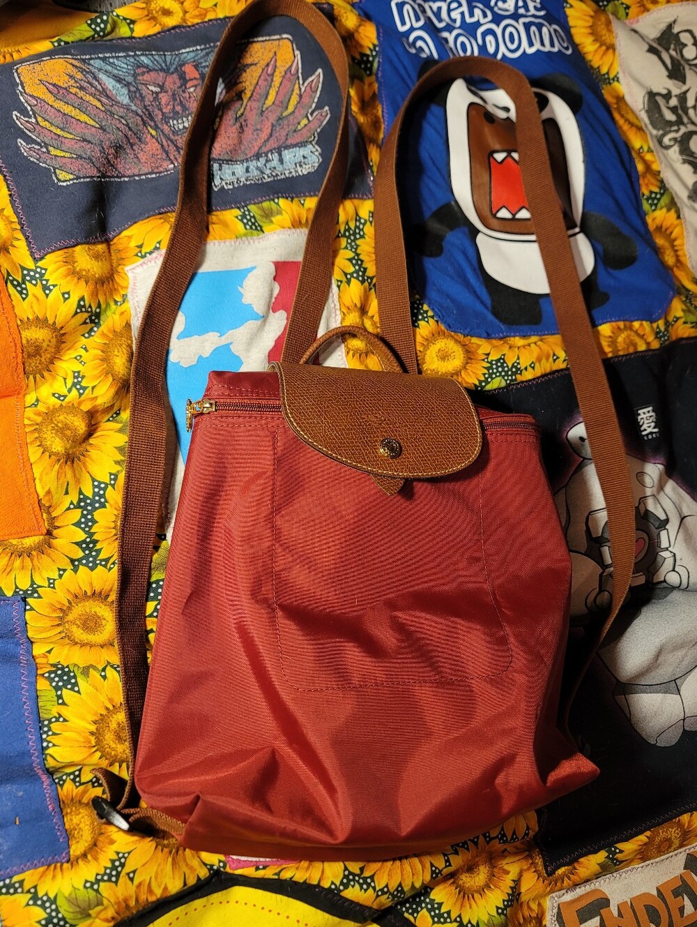 LONGCHAMP PARIS Le Pliage Nylon Leather Backpack